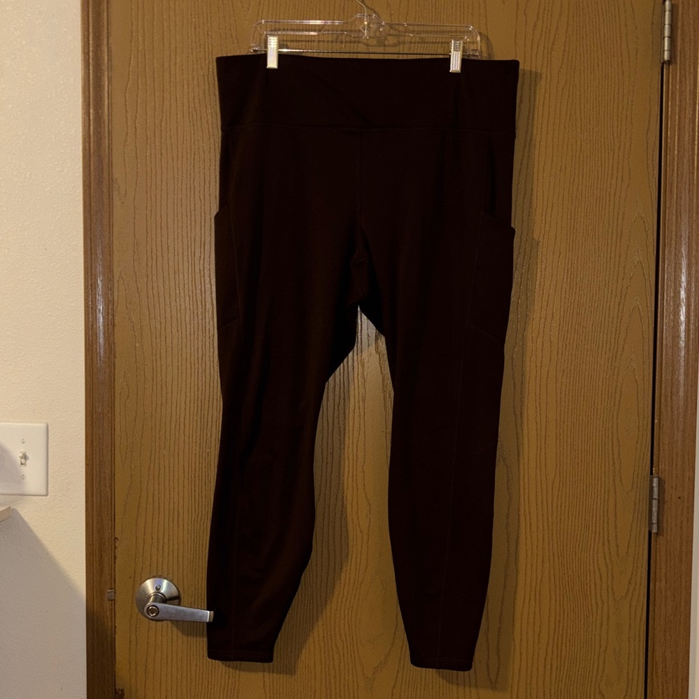 Fabletics Fleece Chocolate Brown Leggings